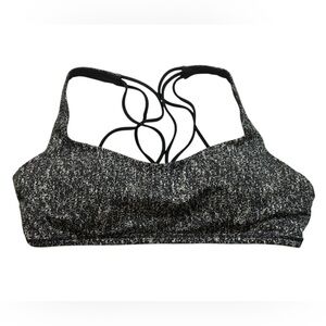 Lululemon Free To Be Wild Free to Be Serene Sports Bra 10 Heathered Black/White